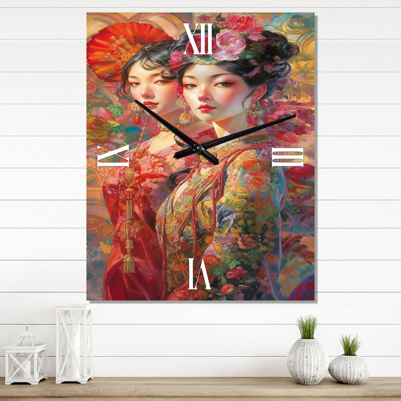 Célébration de la beauté florale orientale du printemps - Horloges murales asiatiques, Grand
