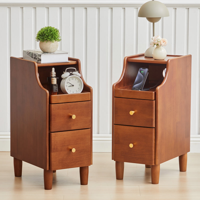 Table de bout en bois massif avec rangement, Walnut