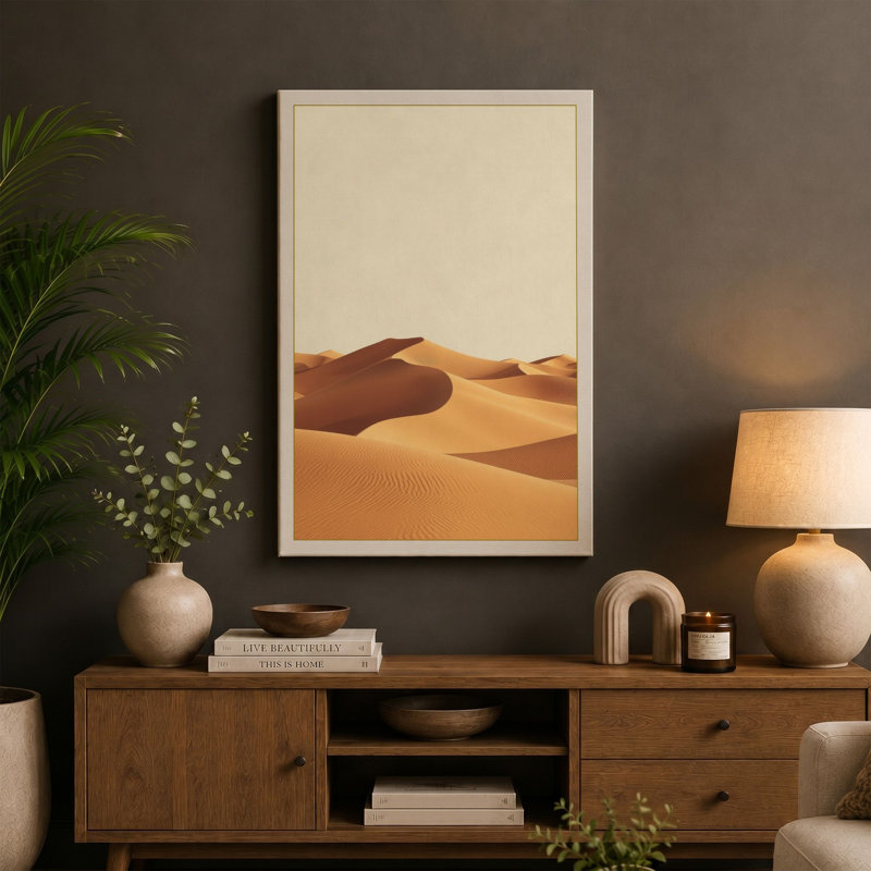 Desert Dunes Minimalist - Wrapped Canvas, 30x20 - 76.2 x 50.8 cm, Cream Border