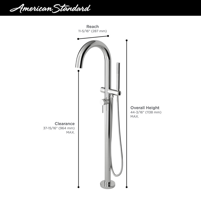 1 Handle Floor Tub Filler with Diverter, Matte Black