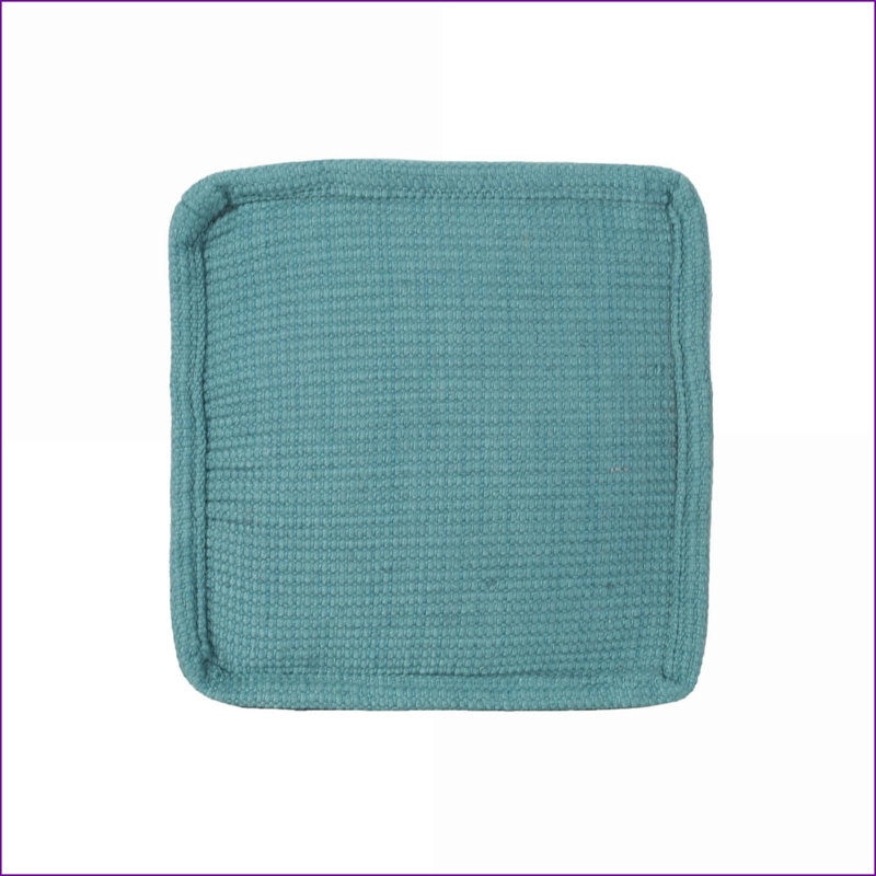 Repose-pieds pouf carré multi-usage pour salon / plancher | Bleu sarcelle | Coton