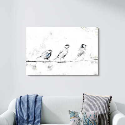 " Black And White Birds On A Branch " Painting Print