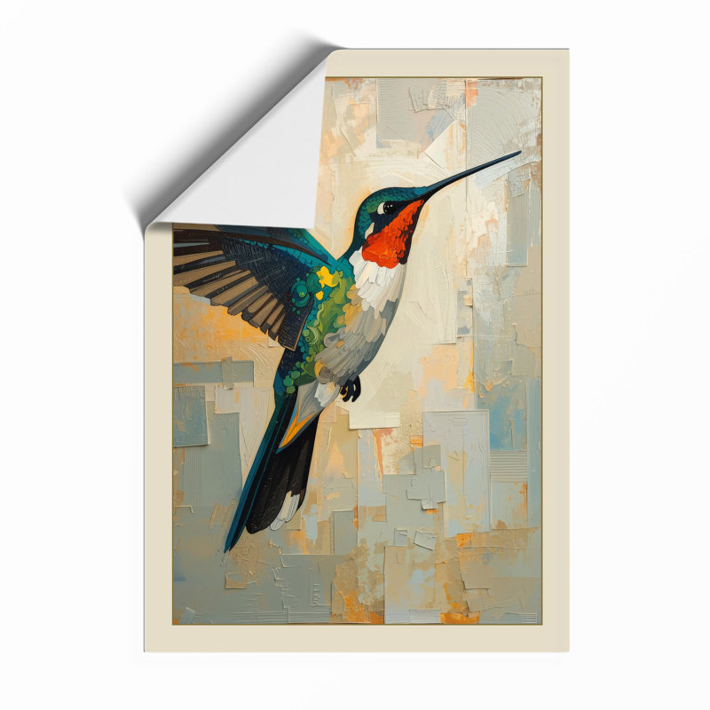 Hummingbird In Flight Modern - Print, Unframed, A1 - 84.1 x 59.4 cm
