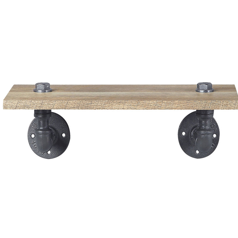 Lovely Oak And Sandy Black Wall Mounted Shelving - Adds Warmth To Your Room Mount Withstands Daily Wear Tear