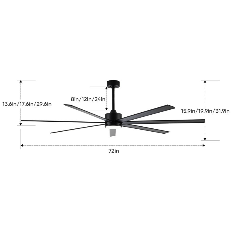 Aluminum Alloy Ceiling Fan With Light, 72"
