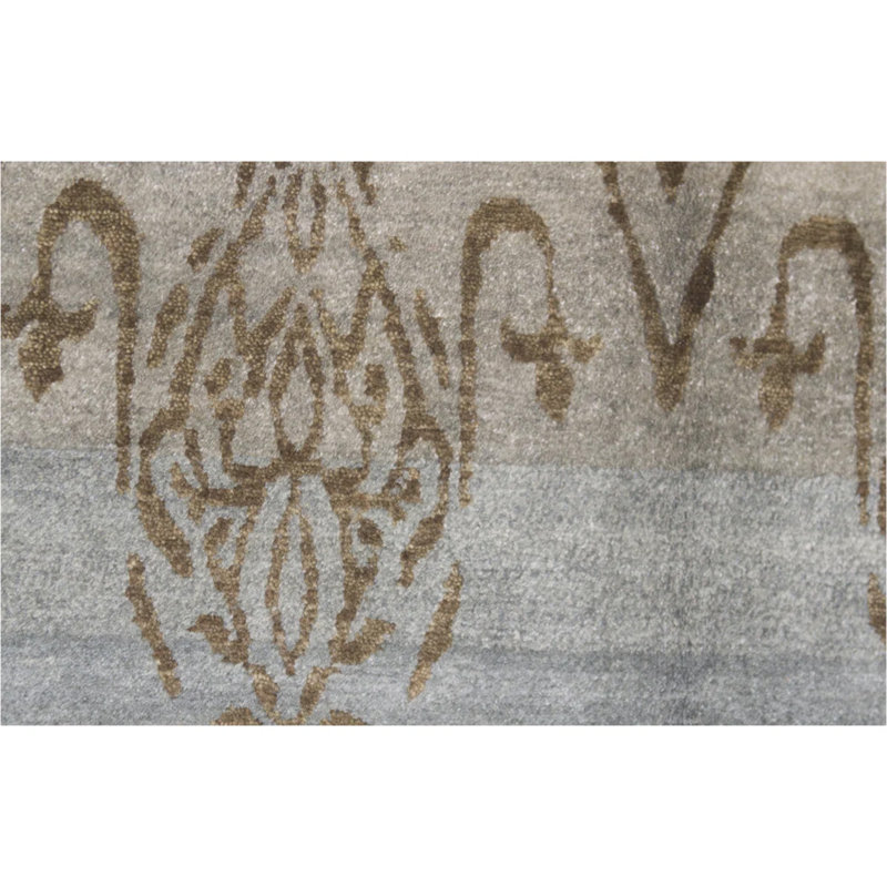 Himalayan Damask Area Rug in Blue/Brown, Rectangle 12'1" x 15'