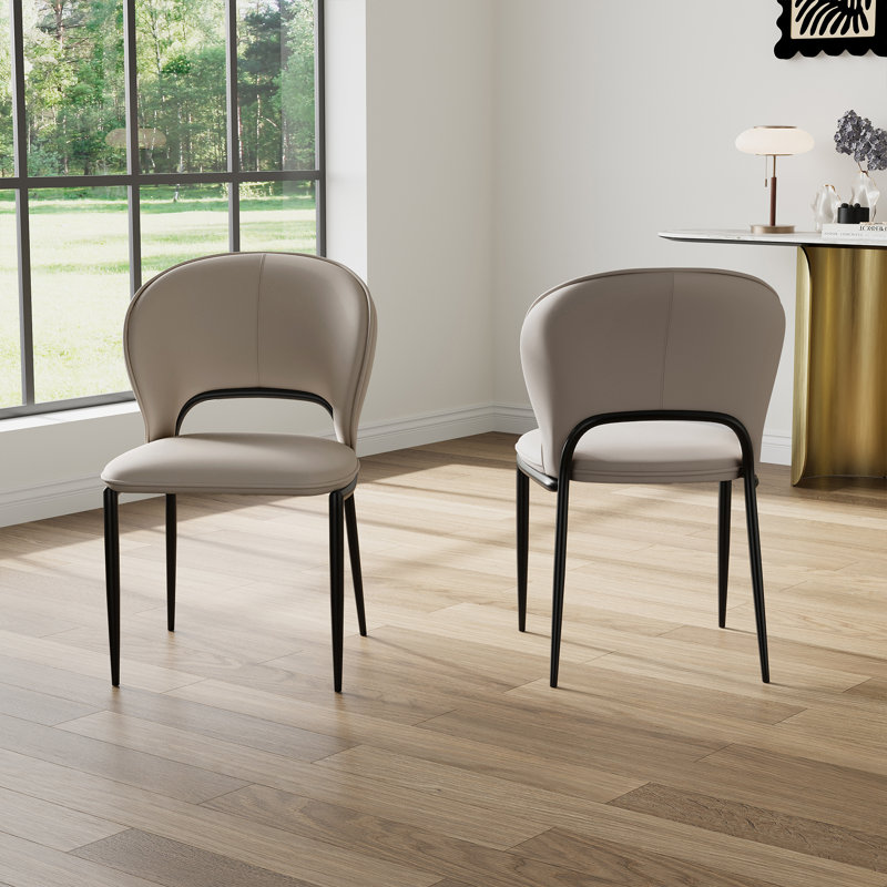        Chaises de table de salle à manger modernes, similicuir, gris clair, 6 pièces, 6