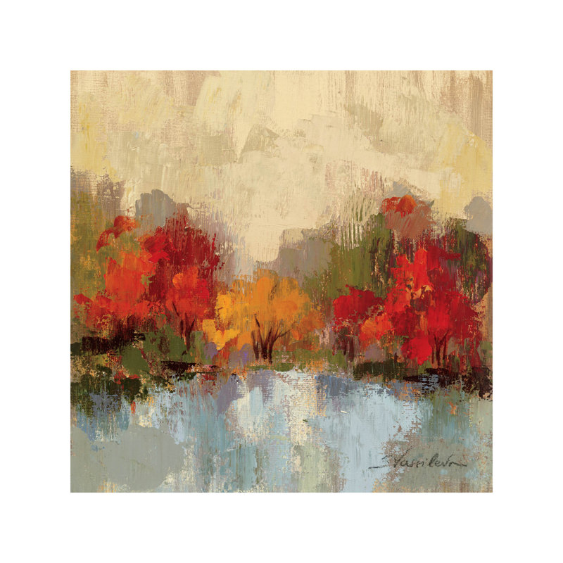 Fall Riverside I by Silvia Vassileva - Wrapped Canvas Painting, 45.72 cm H x 45.72 cm W x 1.91 cm D