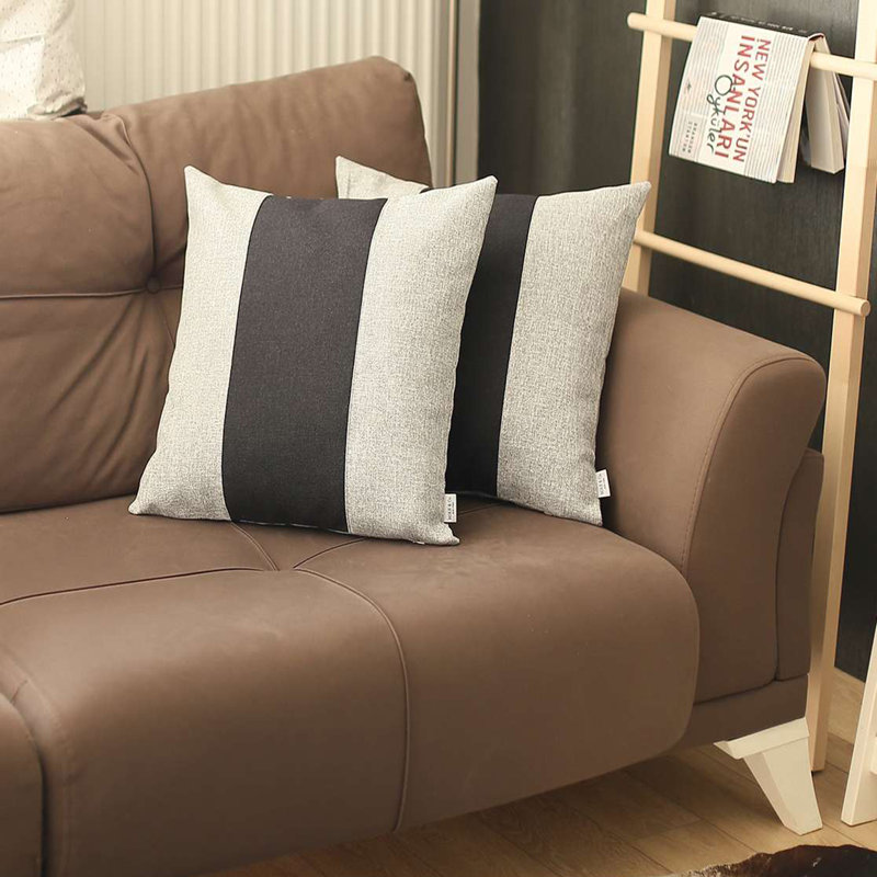 Gray and Black Polyester Euro Square Pillow Covers Set