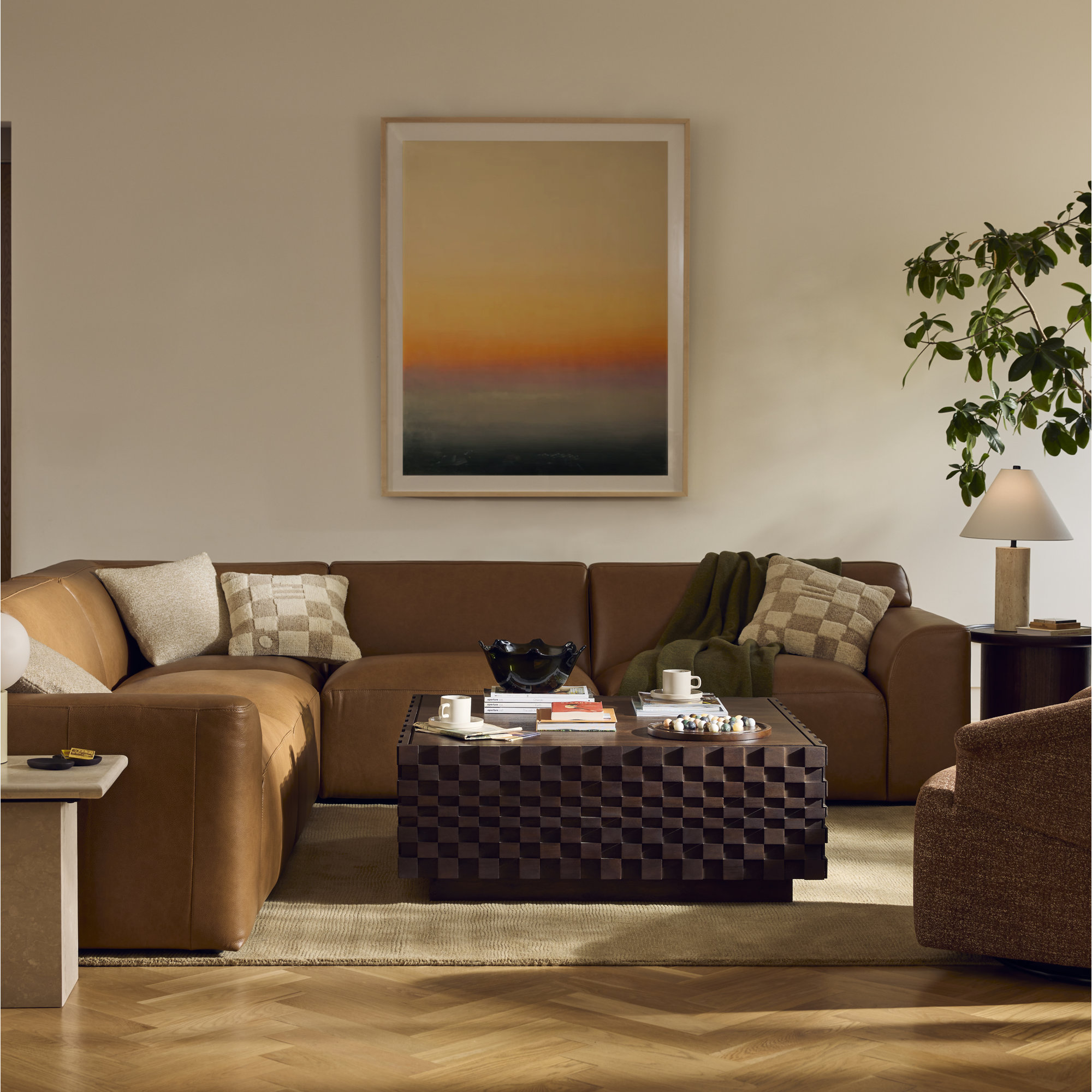 Raven Checkered Wool Throw Pillow, Ivory, 22" x 22", Pillow Cover Only - No Insert