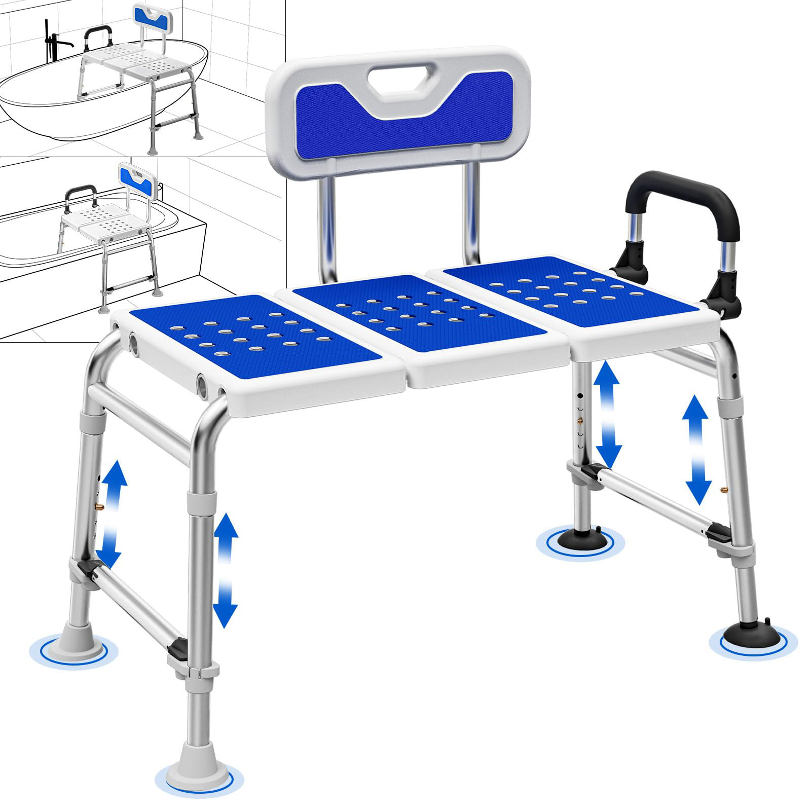 Rebrilliant Heavy Duty Width Adjustable Bath Tub Transfer Shower Bench