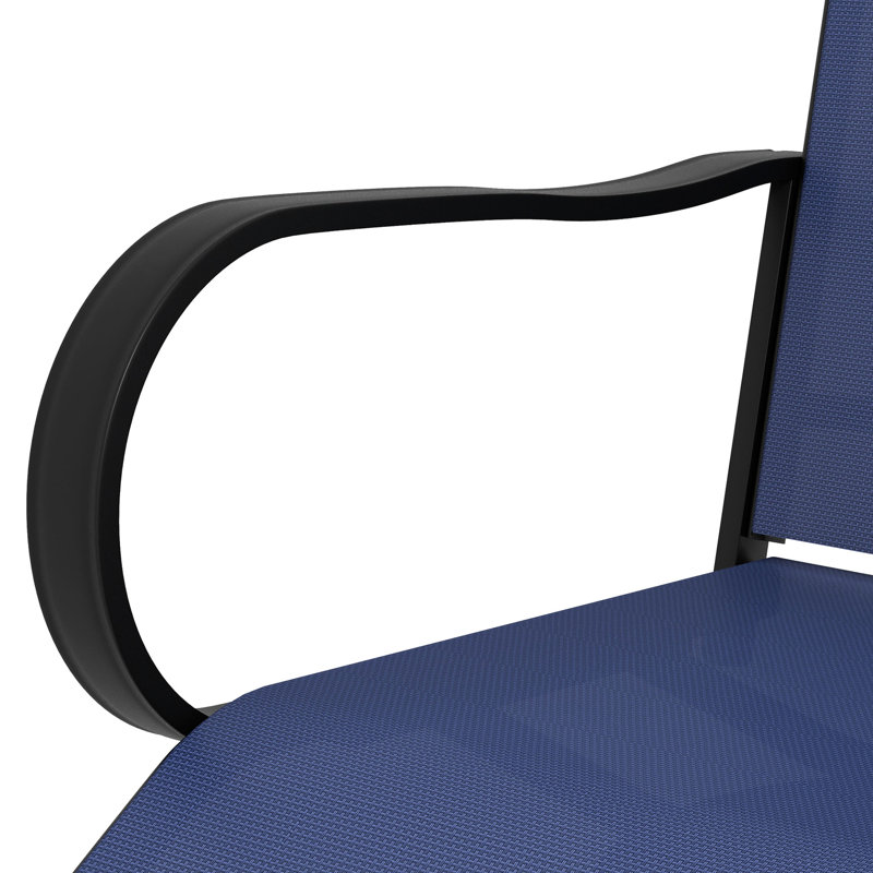 Of 2 Outdoor Bar Stools With , 360° Swivel Design, High Mesh Fabric, Steel Frame For Patio, Balcony, Poolside, Backyard, Navy Blue 2pcs Patio Chairs Formation, Rich
