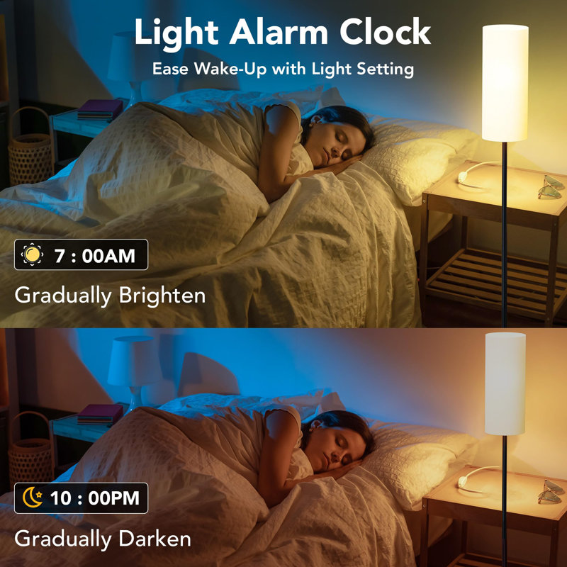 Smart Floor Lamp With Matter Smart Bulb, Dimmable Colour Temperature, Voice Control, White