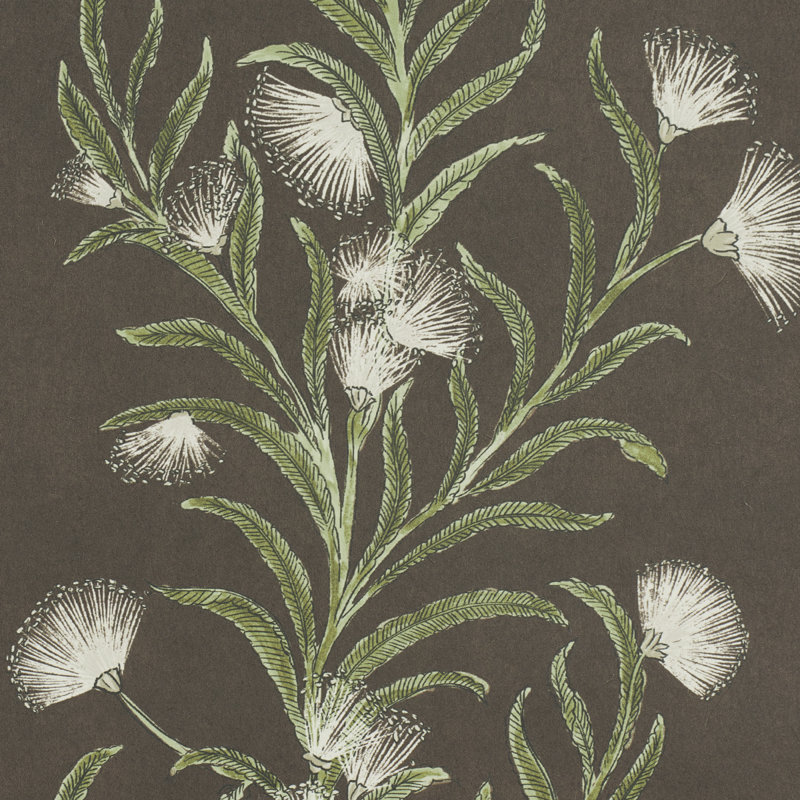 Schumacher x Celerie Kemble Tasmanian Mimosa Wallpaper, Brown/Green