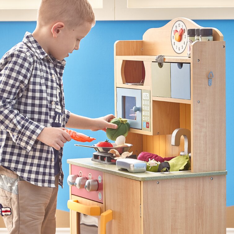 Teamson Kids Little Chef Florence Classic Play Kitchen Set, Wood Grain