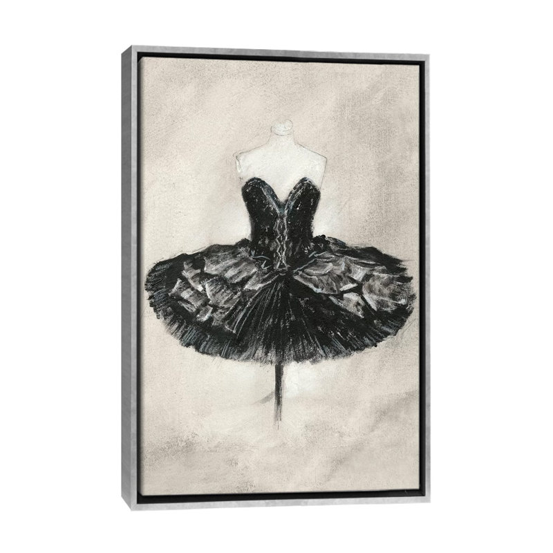 « Black ballet dress I » par Ethan Harper, reproduction d’art, H 48 po x l 32 po x P 1,5 po, Toile avec cadre argenté