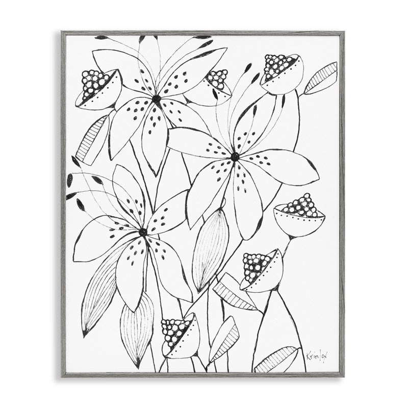 Giclée encadrée Open Blooms, design par Krinlox, H 14 po x l 11 po, Estampe numérique Farmhouse