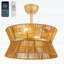 Ventilateur de plafond 19 po à double couche en corde de papier avec application et télécommande, six vitesses, minuterie, idéal pour les chambres à coucher et les salons