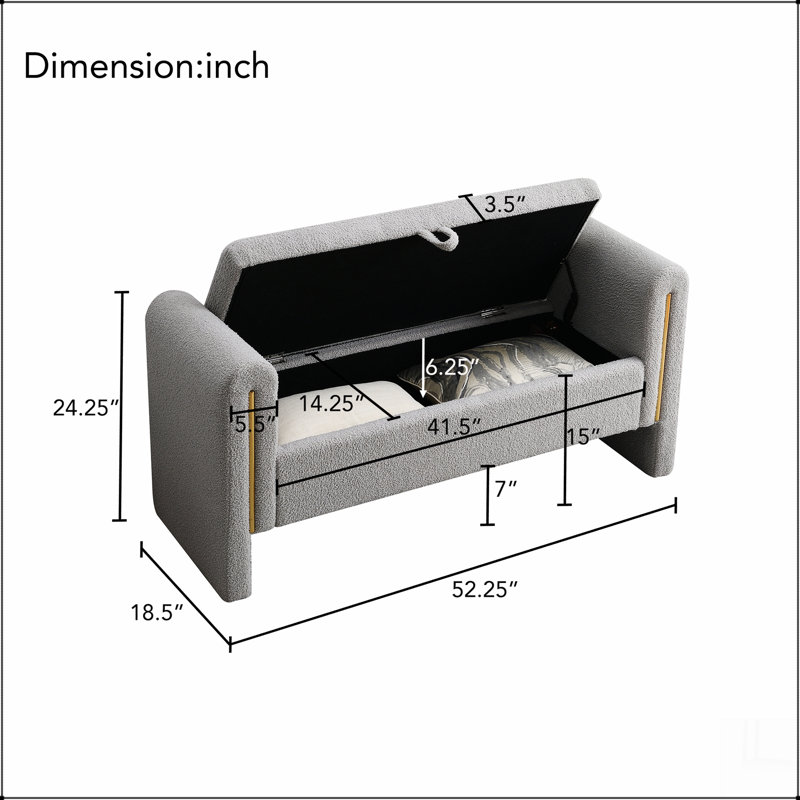 Banc de bout avec accoudoirs et rangement Modern Teddy
