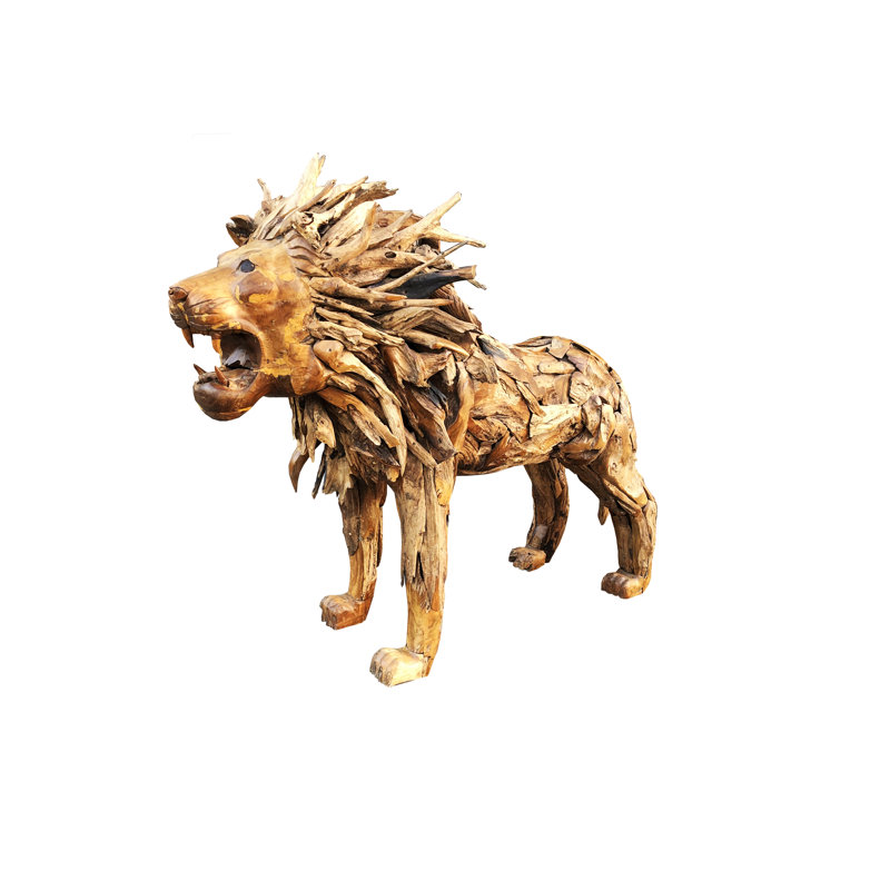 Lion Wood Garden Statue