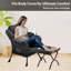 Fauteuil Lazy avec repose-pieds pliant et sac de rangement latéral, fauteuil d'appoint rembourré en velours avec structure en métal, patins antidérapants-1387066440