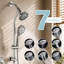 Système de douche avec pomme de douche à main à 7 réglages, robinet de douche avec valve en nickel brossé