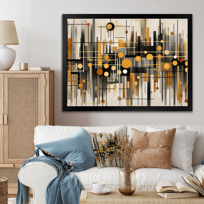 Motifs infinis dorés et noirs encadrés sur toile