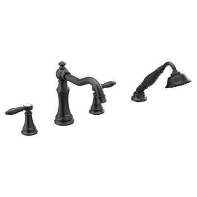 Weymouth Double Handle Deck Mounted Roman Tub Faucet Trim with Diverter and Handshower