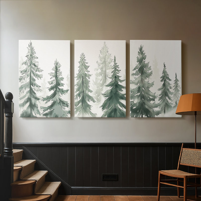 Christmas Holiday Art XCII - Toile tendue avec châssis sur mesure - 3 pièces, H 48 po x l 96 po