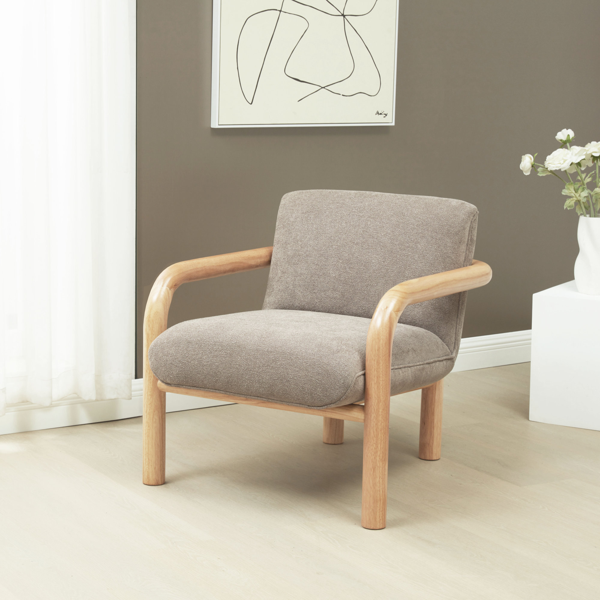 Reyer Boucle Accent Chair, Brown