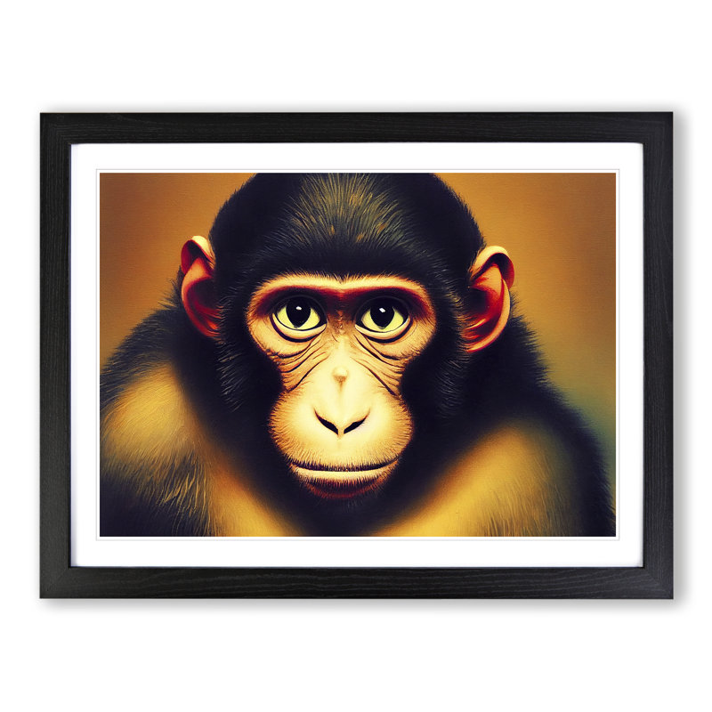 XH1022-983X A Sublime Monkey 1 Piece Single Picture Frame Wall Art, 25cm H x 34cm W x 2cm D, Black