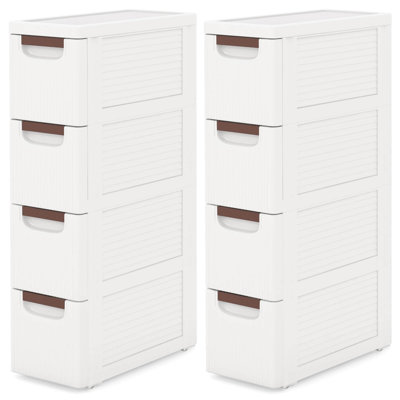 Inbox Zero 2 Pcs 4-drawer Narrow Rolling Storage Cabinet With Pull Handles Built-in Wheels by Inbox Zero