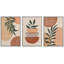 Mid Century Modern Boho Geometric Polygon Palm Leaf - 3 Piece Floater Frame Graphic Art Set on Canvas-73721032-73721028