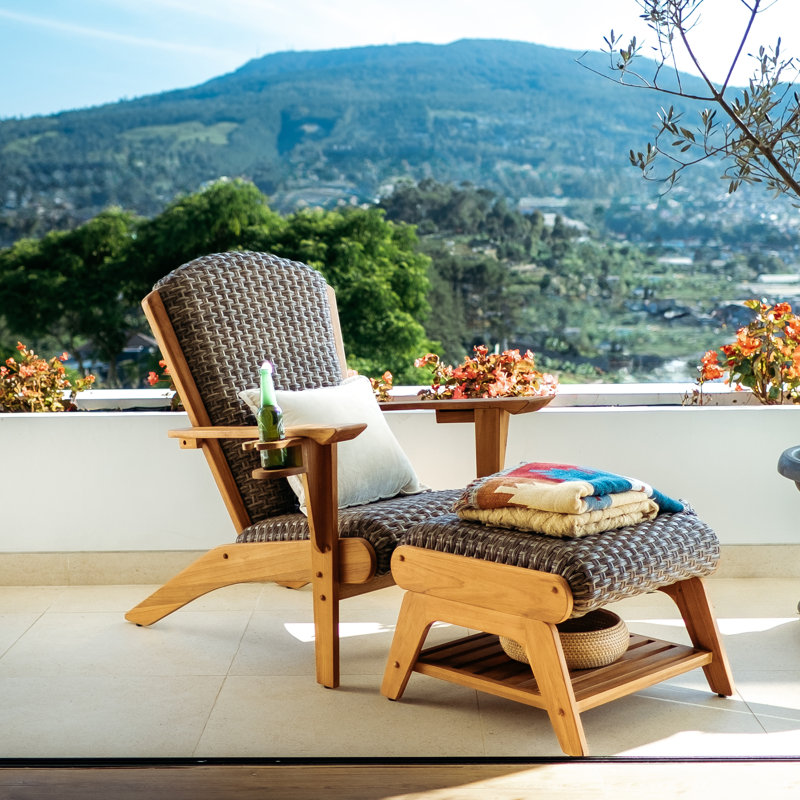 Ensemble de chaise de patio et repose-pieds en teck 2 pièces Hampstead