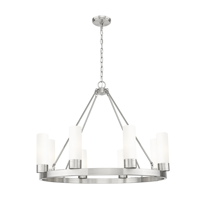 Jaiwan - Lustre 6 lumières avec abat-jour, Clair, Nickel satiné