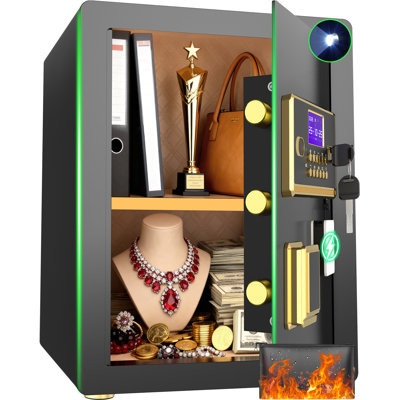 Besafety 3.05 Cuft Large Security Safe Box, Digital Keypad Lock, Built-in Alarm System & Fireproof Bag, Home & Office Safe For Cash, Valuables (black)