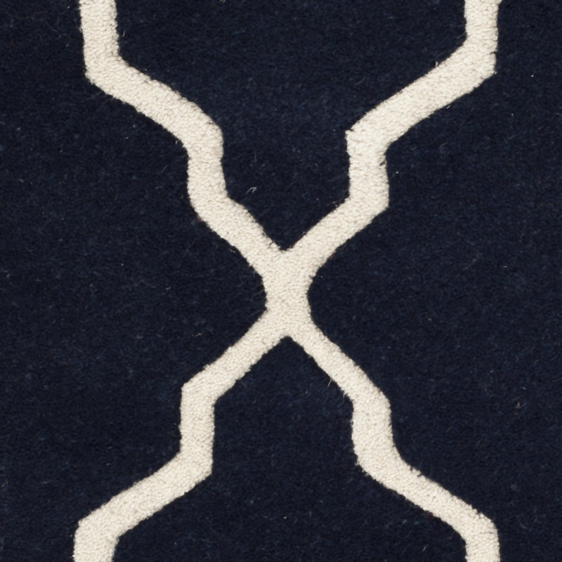 Dark Blue Rectangular Hand-Tufted Wool Area Rug, 8' x 10'