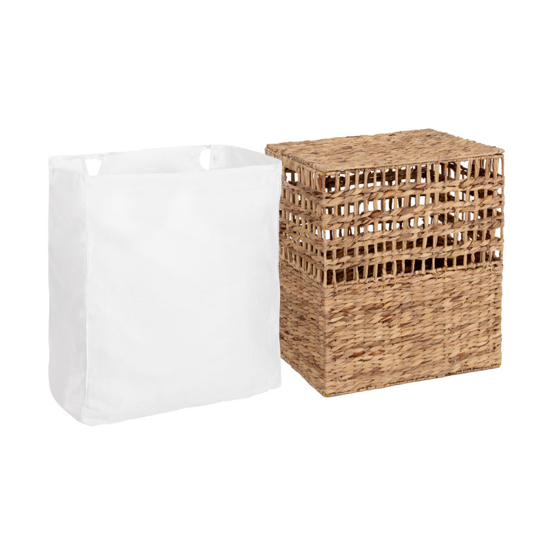 Natural Water Hyacinth Handwoven Lidded Hamper Set