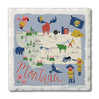 Montana 4 Piece Tumbled Tile Coaster Set