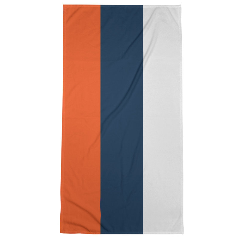 Bath Towel, Orange/Navy Blue/Off White