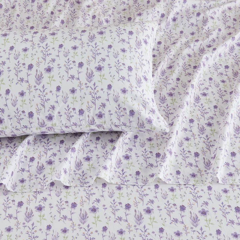 Lavender Floral Twin Microfiber Sheet Set