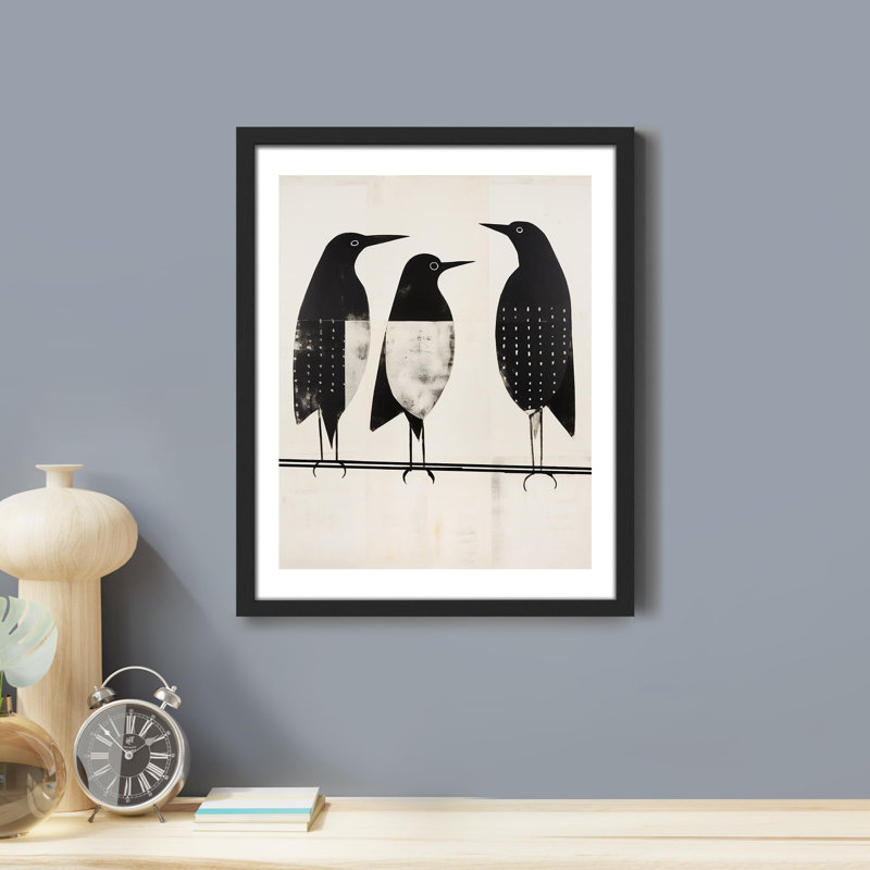"Mignon animal, pingouins en noir et blanc, illustrations, réalisme, nature rustique, relax / calme multicolore" sur papier
