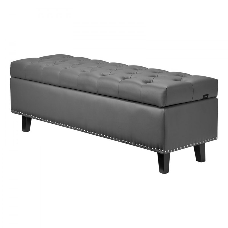Faux Leather Upholstered Storage Bench, Grey