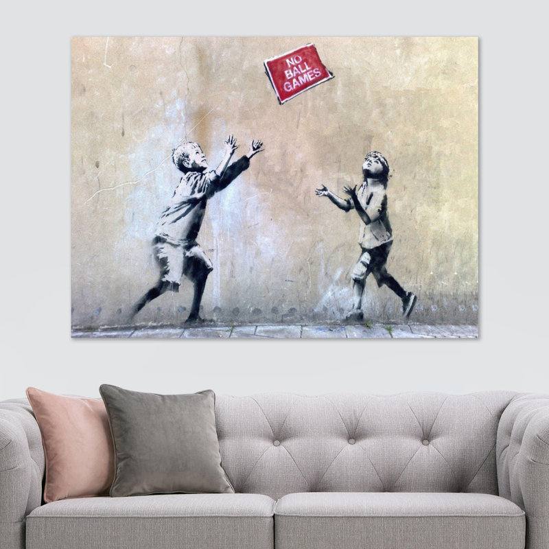 Banksy No Ball Games Street Art - Wrapped Canvas Print, 84cm H x 120cm W x 4cm D