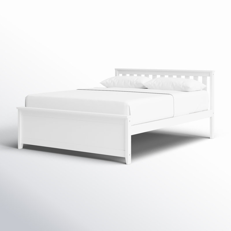Lit en bois massif Rosenthal, Blanc, Grand