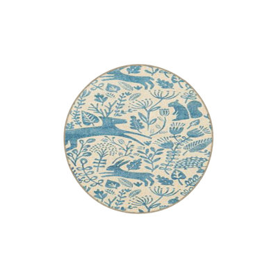 Washable Traditional Cream Blue Animal Patterned Woven Area Rug