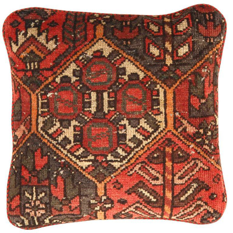 Oreiller de tapis rétro noué à la main 20 po Pasargad