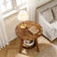 Table de bout ronde en bois massif avec tablette de rangement Farmhouse