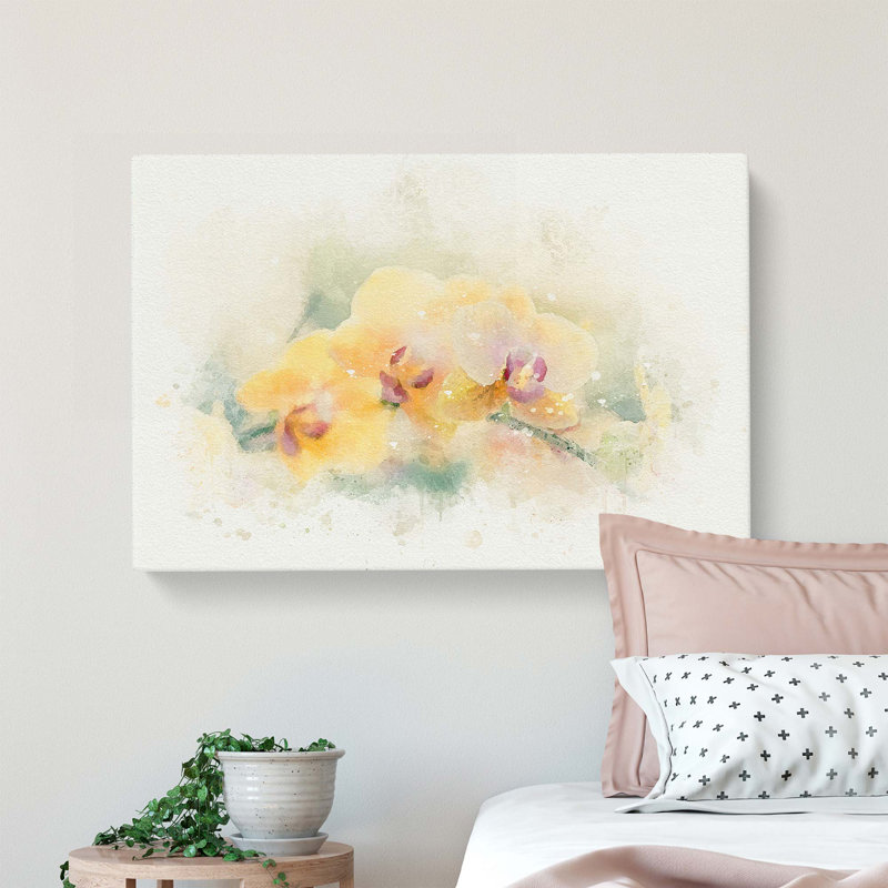 Yellow Orchids in Abstract - Wrapped Canvas, 35cm H x 50cm W x 3cm D