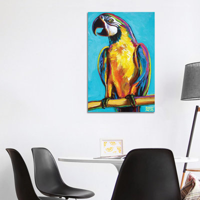 Parrot On Blue 1 Piece Wall Art on Canvas
